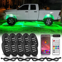 LED Rock Lights Kit – Bluetooth/RF Remote, Addressable Dreamcolor Underglow, 12V Waterproof, Compatible with Trucks, Jeep, ATV, UTV, Golf Cart, RZR