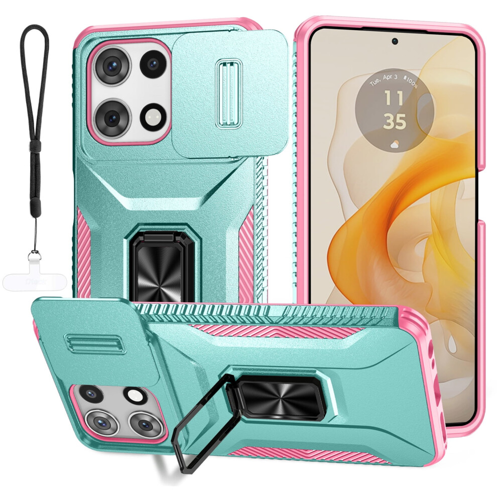 Motorola Moto G 5G 2025 Case With Camera Protection, Sliding Cover + Lanyard, Military-Grade Drop Protection, Rugged Shockproof With Kickstand 9085618894129