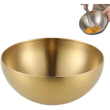 Thick Stainless Steel Mixing Salad Bowl (Gold, 28x13cm) – Compatible with Professional Baking & Noodle Prep