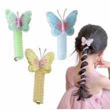 Soft Elastic Spiral Hair Ties Butterfly Scrunchies 5PCS