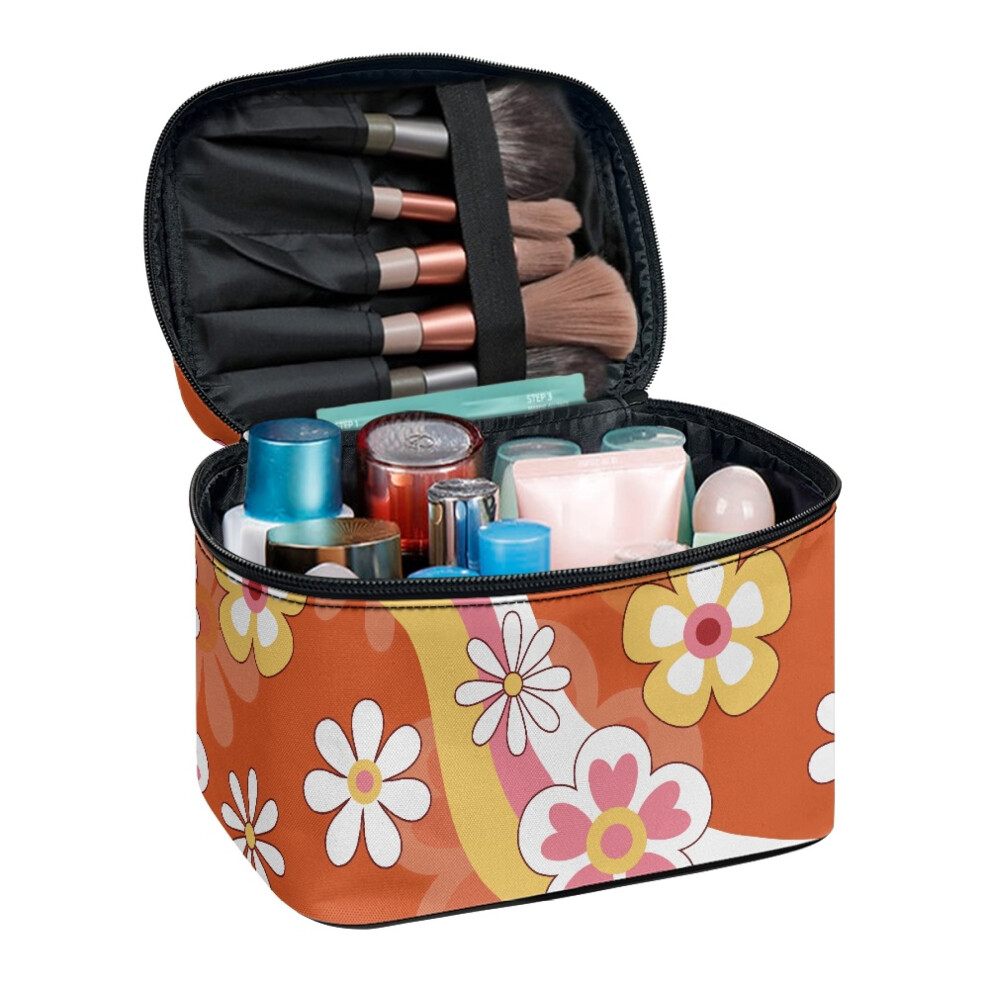 Travel makeup case with hanging organizer daisies 1 piece
