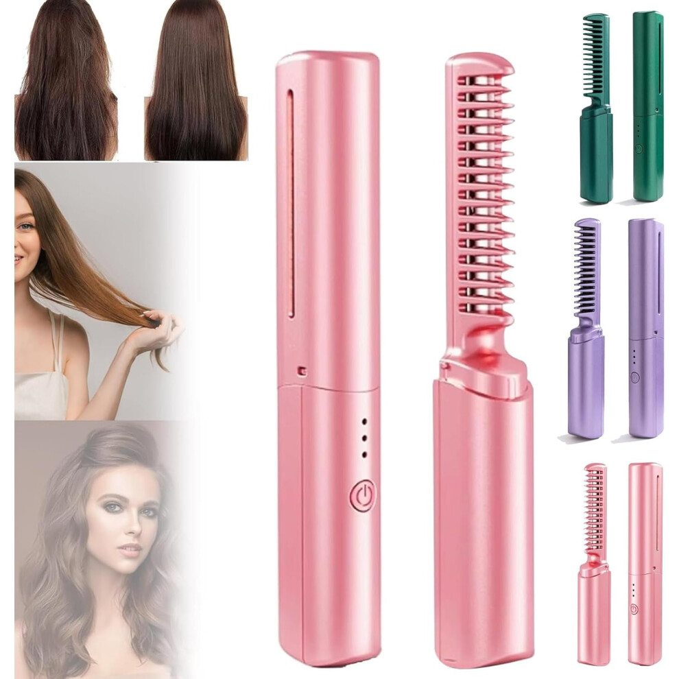 2024 Rechargeable Mini Hair Straightener, Cordless Portable Flat Iron with 3 Temp Settings â Compatible with USB Charging