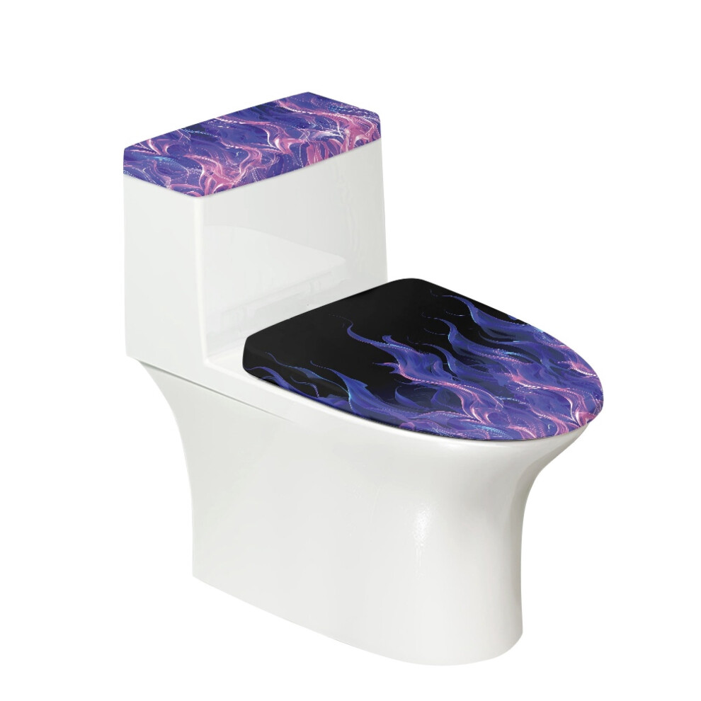 Toilet Lid Cover Set Polyester Purple Flame Adjustable 975221466822