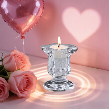 Premium Glass Tealight Candle Holders Set - Faceted Crystal Design for Anniversary, Easter, or Romantic Evening Decor