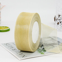 50 Yard 1.6 Inch Wide Sheer Organza Ribbon, Chiffon Tulle Mesh Style for Gift Wrapping, Christmas Tree Decor & DIY Crafts, Weddings, Light Yellow B