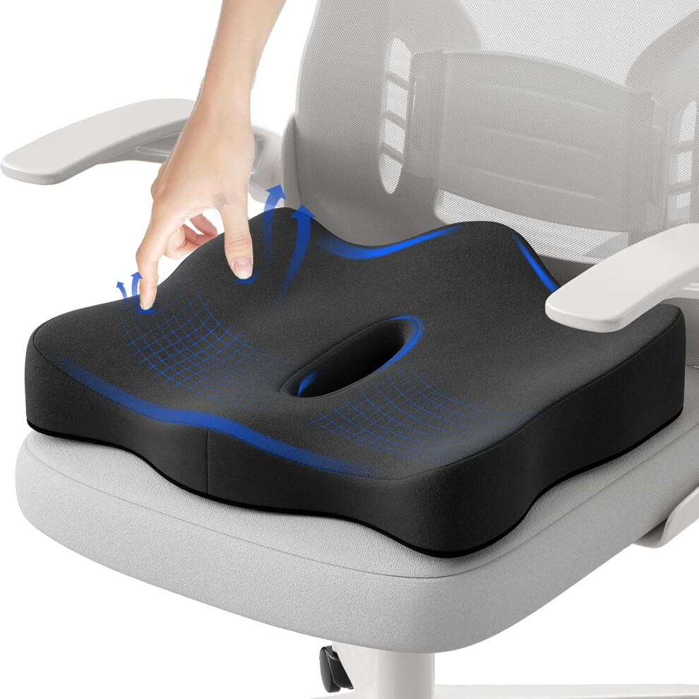 Pressure Relief Seat Cushion For Office Chairs & Cars Â Tailbone, Sciatica & Back Pain Relief (Black) Â Compatible With Office Chairs Black 9193271888567