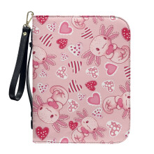 Valentine's Day Axolotl Heart PU Leather Bible Cover for Women & Men – Minimalist 2XL Carrying Case with Detachable Wristlet Strap, Compatible with