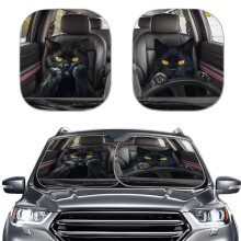Black Cat Sun Visor for Women & Men – Portable Car Window Shade, UV & Heat Protection, Compatible with All Cars