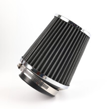 3" Car Engine High Flow Inlet Cold Air Intake Dry Filter Cone Replacement Silver