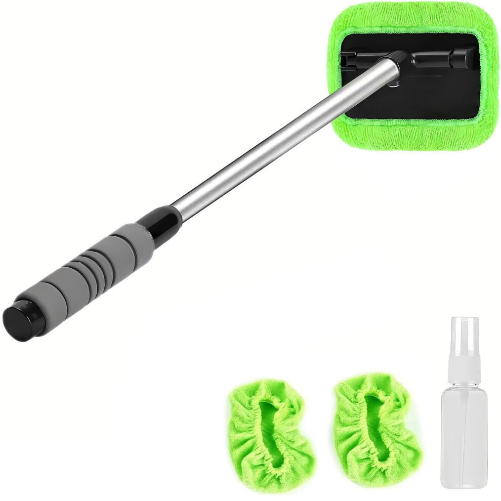 Extendable Windshield Cleaning Tool With 3 Reusable Cloth Pads, Auto Glass Wiper Kit For Interior & Exterior Â Compatible With All Cars 9399596703138