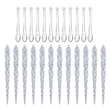 24PCS Christmas Icicle Ornaments, Clear Acrylic Ice Columns, Shatterproof Hanging Decor for Tree, Garland, Wall, Window, Mantel – Compatible with
