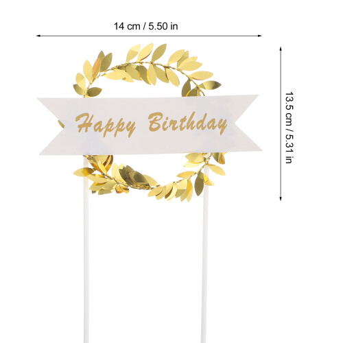 10Pcs Birthday Cake Paper Flags Golden Wreath Party Decor 1