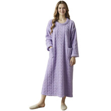 Women's Soft Coral Velvet Long Sleeve Winter Night Dress for Warm Home Wear