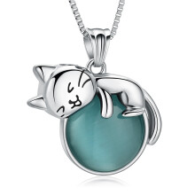 Pet Cremation Ashes Jewelry Moonstone Cat Urn Necklace for Ashes for Women Men Lovely Cat Memorial Urn Locket Keepsake Pendant Gift