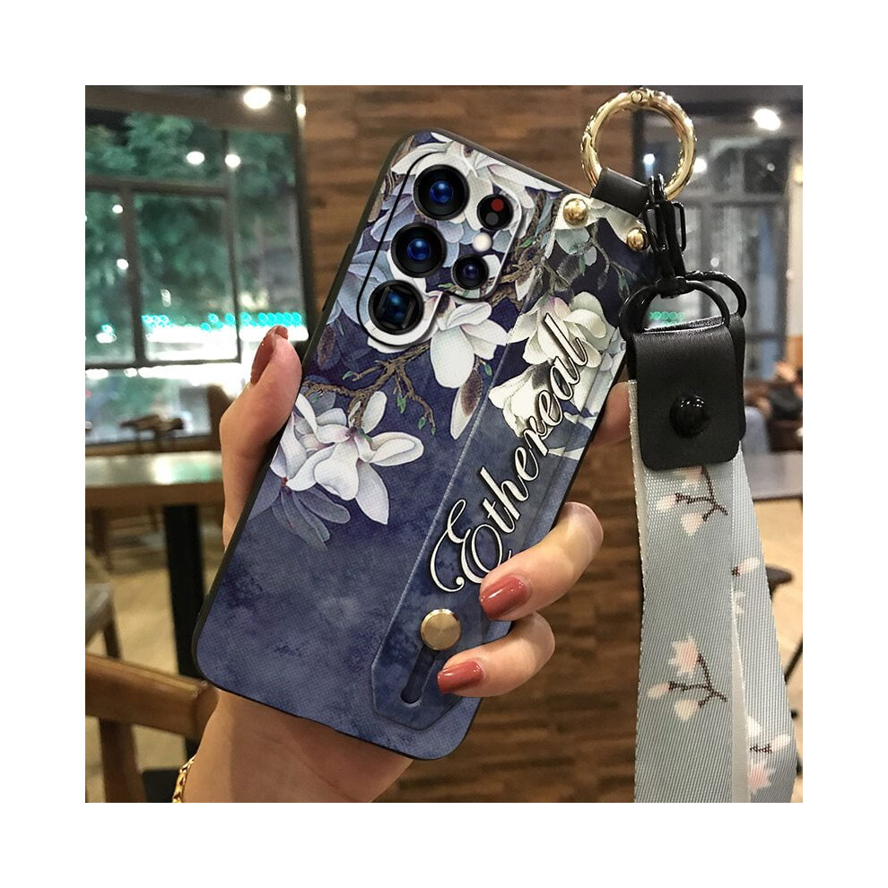 Phone Case For Samsung Galaxy S22 Ultra Â Waterproof, Shockproof, Flower Design With Kickstand, Lanyard & Wristband 9422877495153