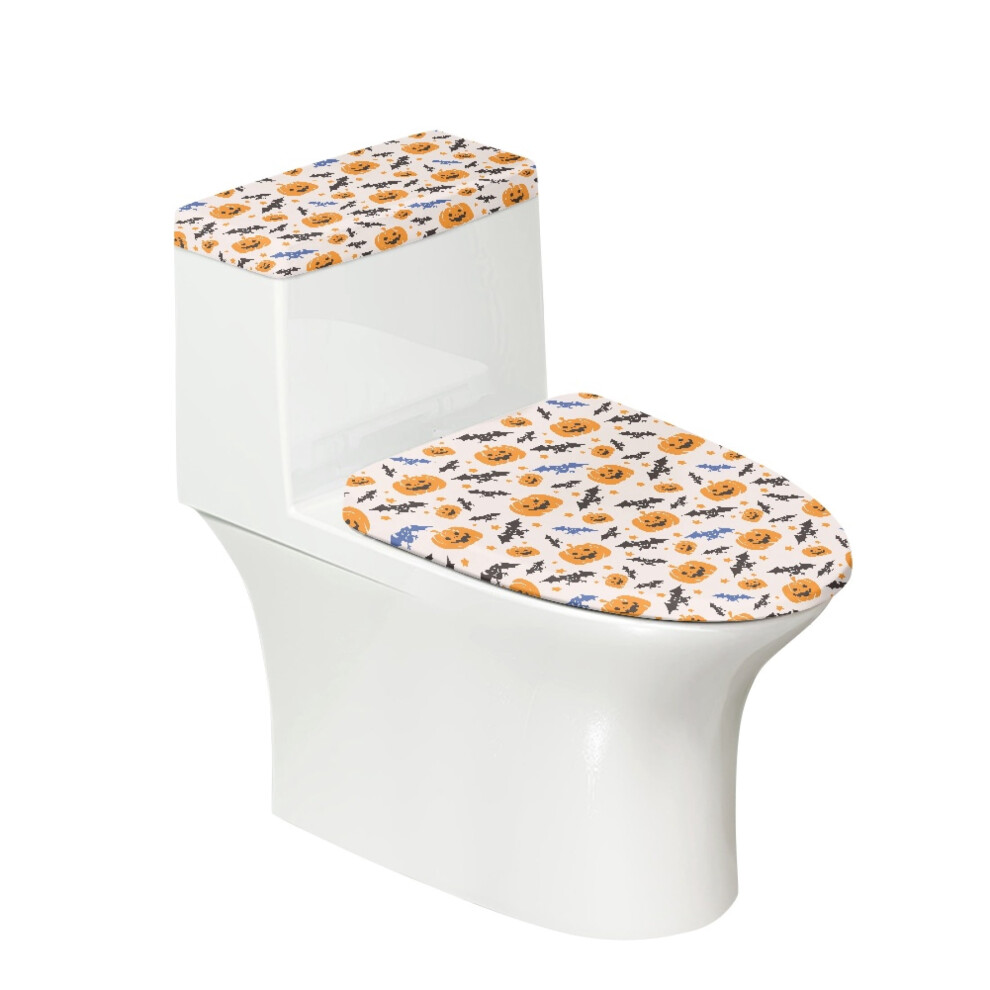 Pumpkin Bat Elastic Toilet Cover Set Machine Washable 908436913591