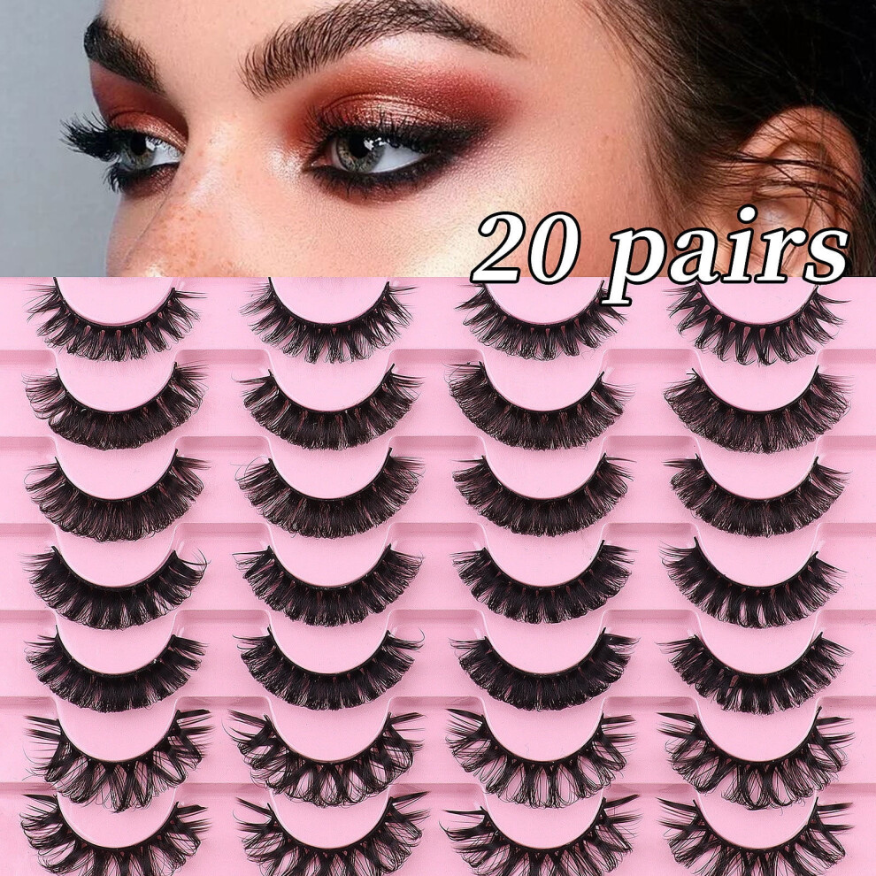 20 Pairs Thick Mixed Russian Curl Lashes - Realistic False Eyelashes for Daily Wear & Special Occasions