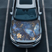 Sparkling Butterfly Flower Hood Covers Quick Dry Stretch Car Hood Cover Protector Elastic Fabrics Hood Cover for Car Hood Decoration and Protection