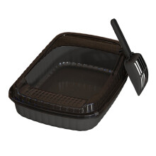 DAMAI Cat Litter Box,Pet Litter Tray Heighten,Open Top Portable Semi Closed Splashproof Cat Toilet Kitten Toilet for Small Pets Indoor Cats(Black)