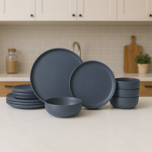 Stoneware Dinner Plate and Bowl Set Matte Glaze 12-Piece