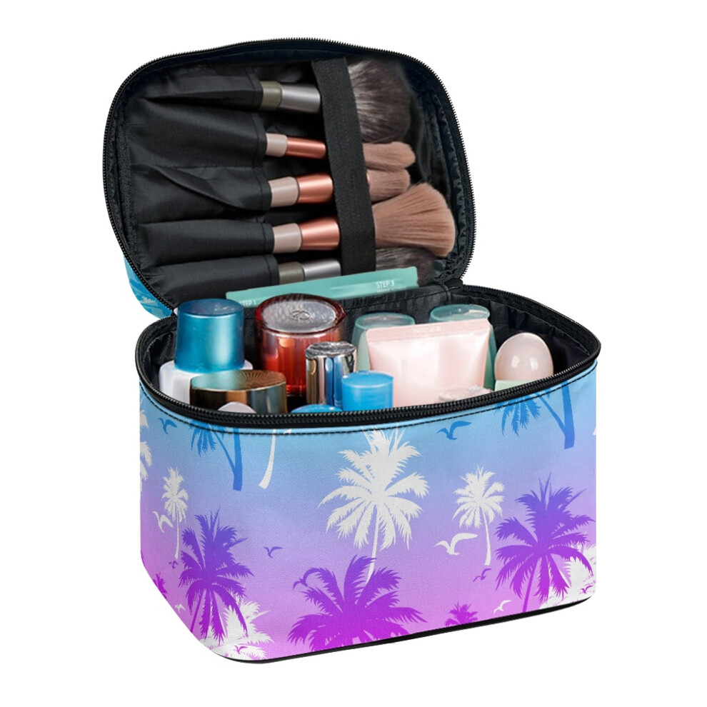 Polyester Makeup Bag Organizer with Brush Holder Palms for Women Her 8.86 x 6.5 x 5.9 Inches