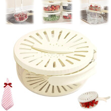 2-in-1 Draining & Preservation Basket Set w/ Folding Handles, 9.5"/6" Ventilated Bowls, Rotating Cover, Drying Base, Space-Saver – Compatible with