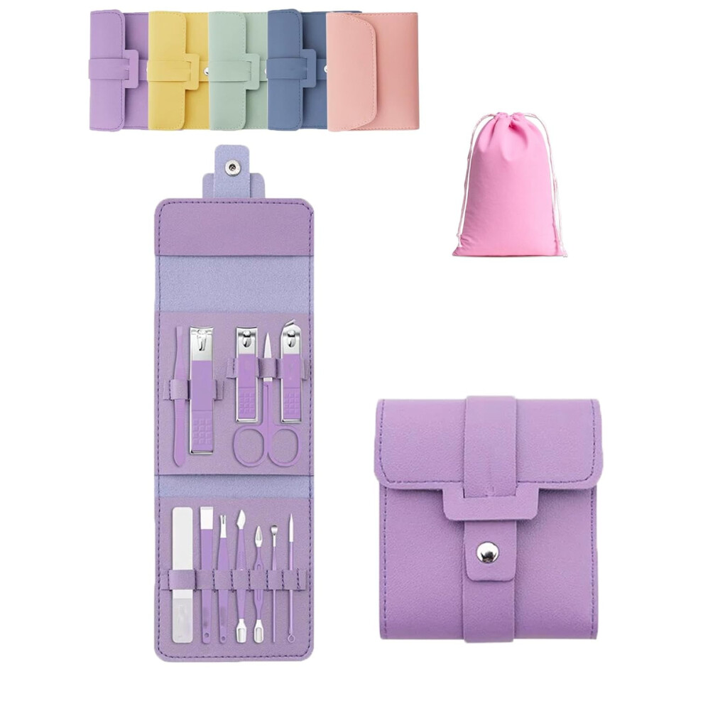 Portable 12/16PC Nail Clipper Set, Stainless Steel Manicure & Pedicure Kit with PU Leather Case â Compatible with Home & Travel