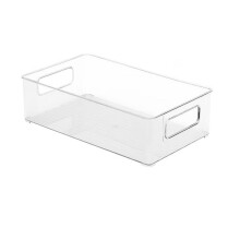 Stackable Clear Drawer Organizer Narrow Makeup Vanity Storage Bins and Office Desk Drawer Dividers 9*5.5*2.7inch (Transparent)