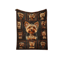 Cozy Yorkie Flannel Throw Blanket – 27.5x39.4in, Brown, Washable, for Couch/Bed, Gift for Women & Home Decor