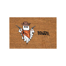 Halloween Cowboys Ghost Non-Slip Coir Doormat, Welcome Outdoor Mat for Front Porch & Entryway Decor
