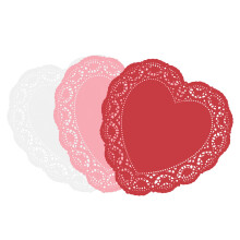 Heart Shaped Lace Paper Placemat for Valentine's Day Decoration and Arts Crafts 10 Inch Festive Dining Table Setting