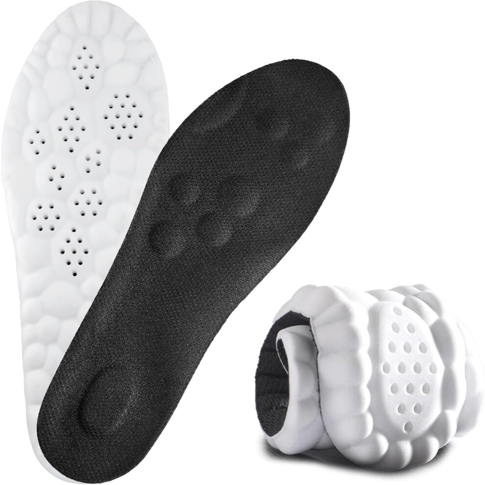 Insoles for Women Man, 2 Pairs 4D Cloud Memory Foam Trim-to-Fit Arch Support Insoles for Anti Fatigue, Shock Absorption, Foot Pain Relief