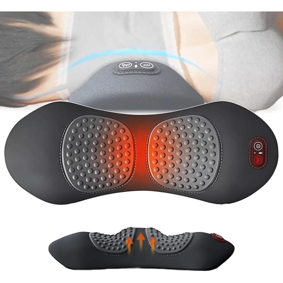 Triple Fusion Back Massager 3 in 1 Upadate Electric Lumbar Support Pillow Traction Lifting and Vibration Massage and Heat