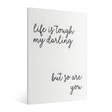 Wooden Frame Canvas Wall Art Print Inspirational Typography Poster With Life Is Tough Quote, Ideal For Living Room Bedroom Wall Decor