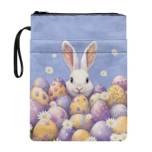 Book Lovers Gift Book Cover Sleeve with Waterproof Polyester Book Cover Carrying Case Zipper Travel for Men 8.66 x 11.42, Rabbit Easter Egg