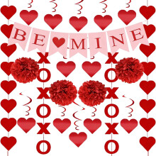 Valentine's Day Decor Set Heart Garland Swirl Banner