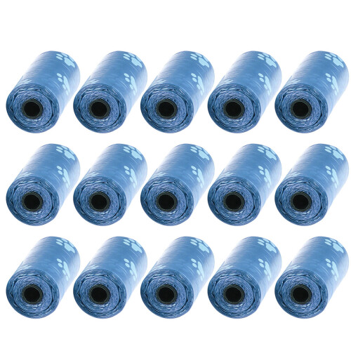 15 Rolls Pet Claw Printed Waste Bags With Pouch Holder 1
