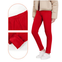 Girls Fleece Lined Leggings Elastic Waisted Warm Full Length Tight Pants Kids Solid Color Cute Casual Pant 2025 Winter Cozy Trousers,Sizes 3-13