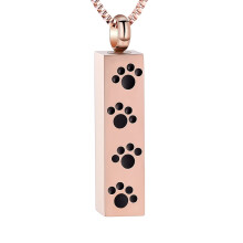 Paw Urn Cremation Necklace for Ashes – Dog/Cat Paw Print Bar Jewelry, Pet Memorial Pendant, Compatible with Ashes