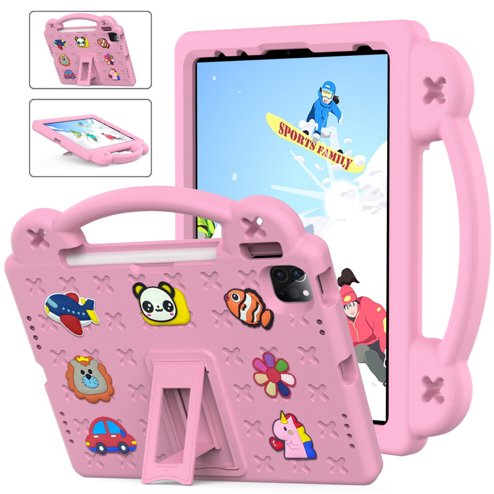 Shockproof Rugged Case For Ipad 10Th Gen (10.9", 2022) & Ipad 11Th Gen (11", A16, 2025), Eva Handle + Kickstand Pink 9193271887843