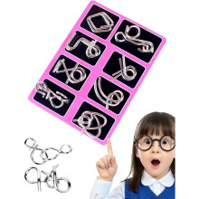 Metal Brain Teaser Puzzles Ring Set – Portable 3D IQ Challenge for Adults, Family & Travel – Compatible with Physics Mind Games