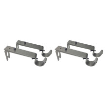 4pcs Adjustable Curtain Rod Holders Brackets Drapery Pole Hanger Metal Grey
