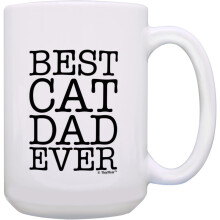 Best Cat Dad Ever Coffee Mug - Cat-Themed Gifts for Men, Father's Day Gifts DadMug, 15oz Tea Cup for Cat Lover