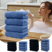 Five-Piece Cotton Towel Set 5-Pack Black Cotton Towels 30.7x13.38x0.39" Absorbent Washcloths for Face and Body Quick-Dry
