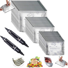 Bolsas reutilizables sellables de papel de aluminio, 90 unidades, con cierre de cremallera y etiqueta, bolsas autosellantes para congelar alimentos,