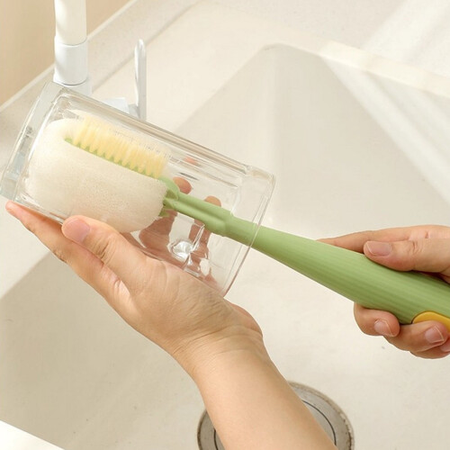 Cup Cleaning Brush Sponge Bristle 2-in-1 Long Handle