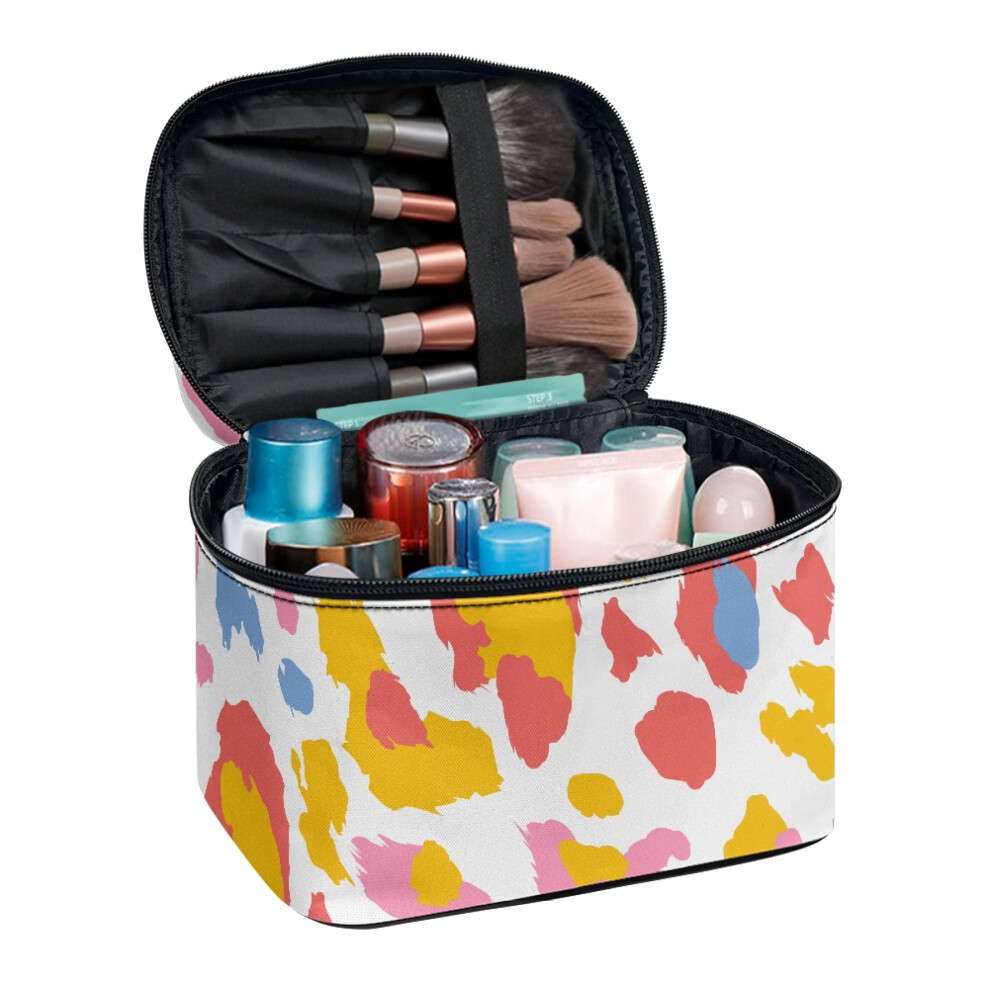 Portable Cosmetic Bag Case with Brush Slots Storage Pockets Large Capacity Polyester Female Airport Airline Vacation Organization
