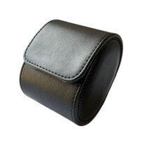 Luxury Leather Travel Watch Case Single Watch Box for Men and Women Portable Jewelry Watch Storage Roll Organizer (BLACK)