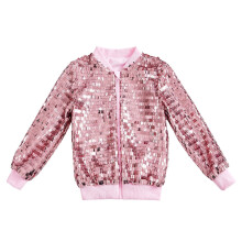 Girls Jacket Toddler Girl Clothes Sequin Jackets Girls Solid Color Long Sleeve Zip Up Jacket for Kids Christmas Shiny Fashion Clothes