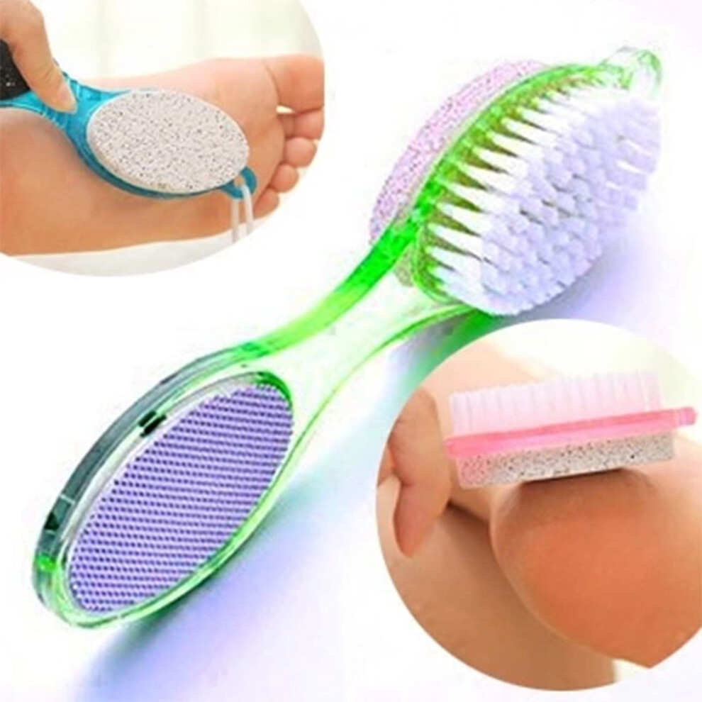 4 in 1 Functional Foot Brush Tool for Deep Exfoliation and Pedicure Care with Pumice Stone Scrubber